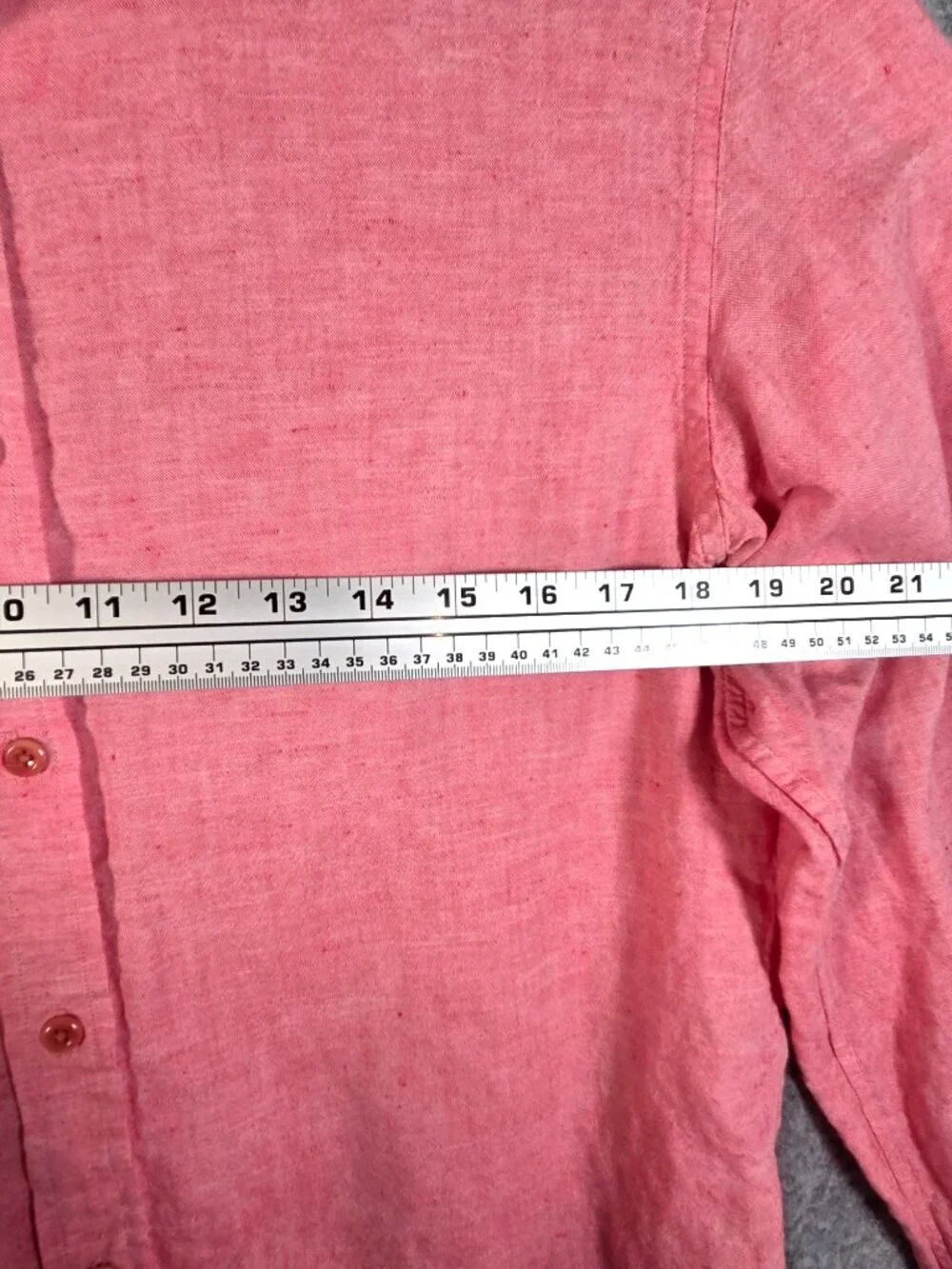 Banana Republic Men’s Linen Button Down Shirt Salmon Coral Coastal Preppy Size M